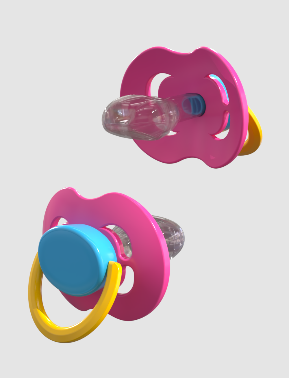 Pink light blue Yellow Kiddo XXL Pacifier