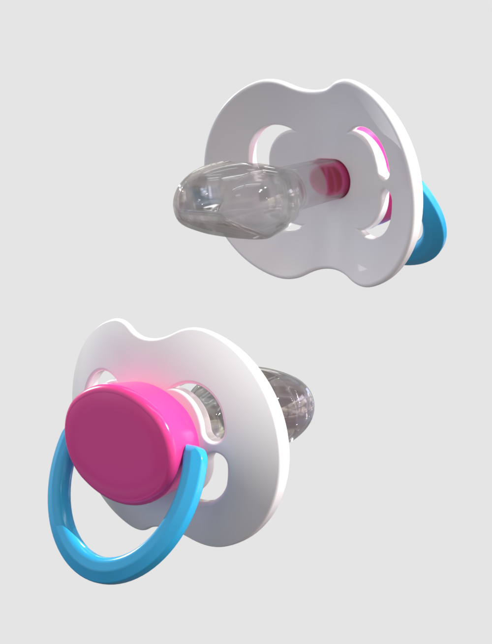 White Pink light blue Kiddo XXL Pacifier