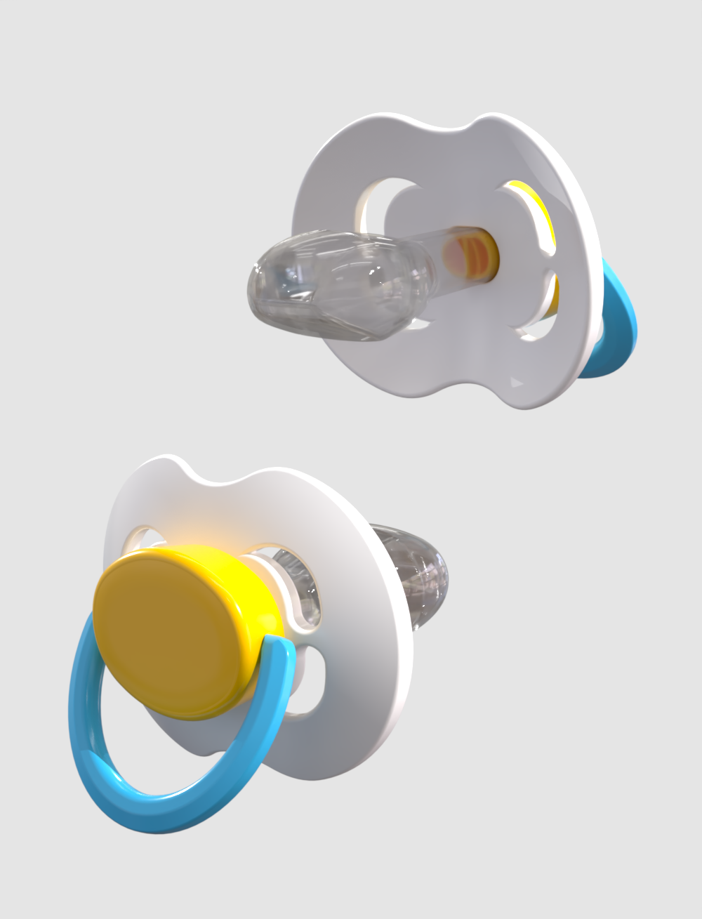 White Yellow Light blue Pacifier Kiddo XXL Pacifier