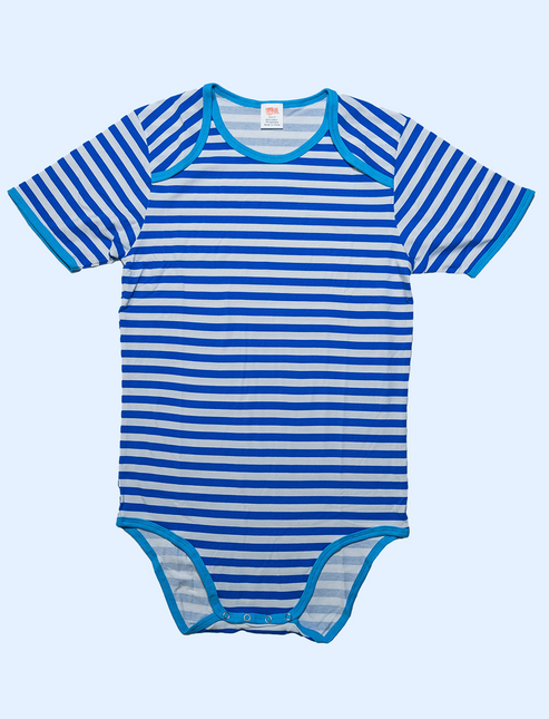 Seed Stitched Striped Cotton Onesie - Blue main image 0