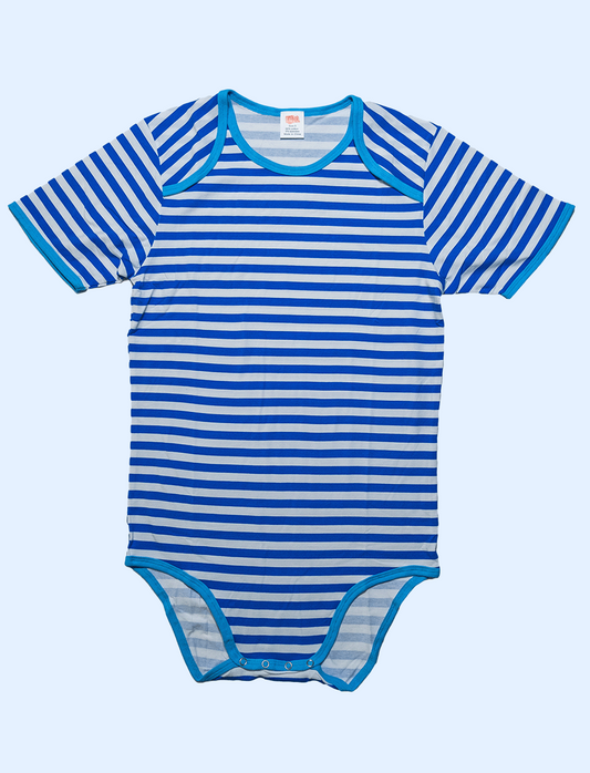 White and Blue Stripes Onesie