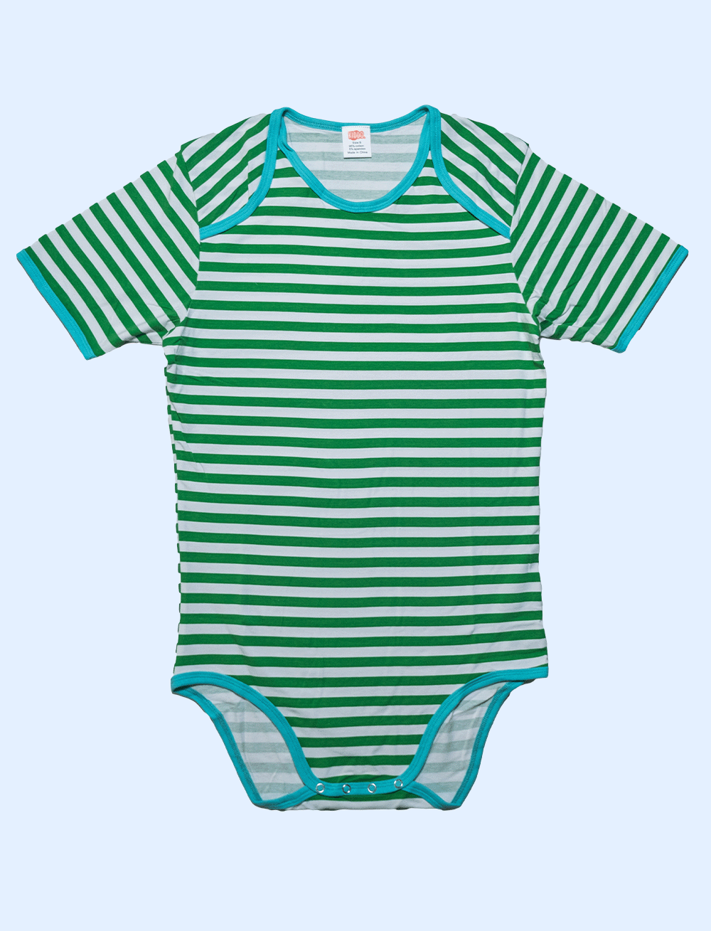 White and Green Stripes Onesie